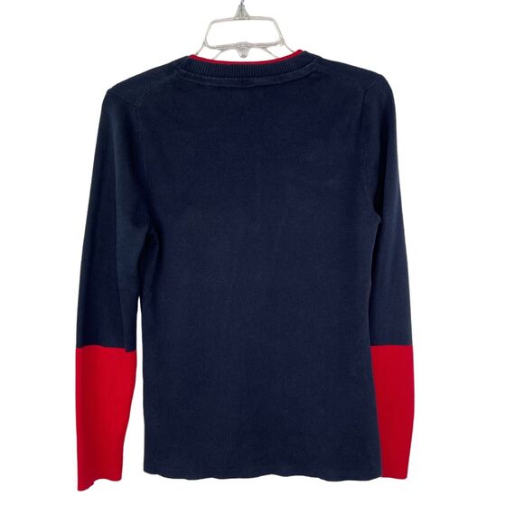 Tommy Hilfiger Navy Blue Red White Long Sleeve Tight Knit Pullover Sweater Sz L - Picture 2 of 3